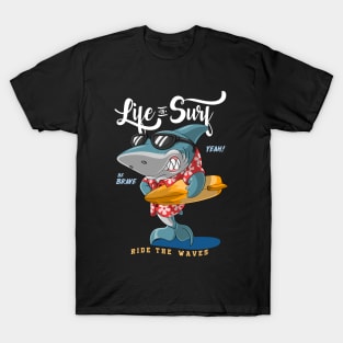 Shark Life In Surf T-Shirt